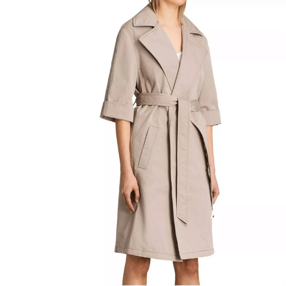All Saints Luna Stitch Twill Trench Coat Size XS